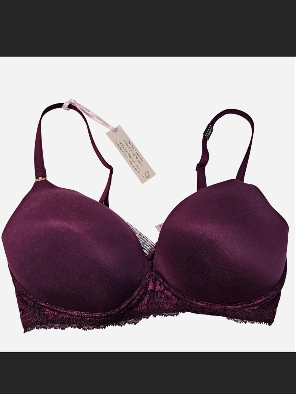 Victoria's Secret Smooth Lace-Trim Bra - Plum